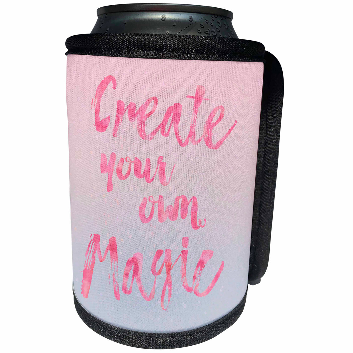 3dRose Andrea Haase Inspirational Typography - Typography motivational art illustration create your own magic - Can Cooler Bottle Wrap (cc_264819)