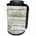 3dRose Andrea Haase Inspirational Typography - Typography quote on wood happiness is not a situation but a way of life - Can Cooler Bottle Wrap (cc_264833)