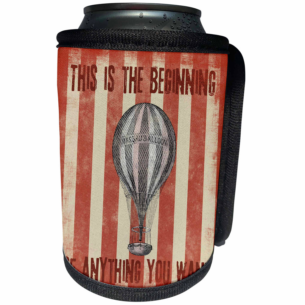 3dRose Andrea Haase Inspirational Typography - Beginning of anything you want motivational quote balloon - Can Cooler Bottle Wrap (cc_264840)