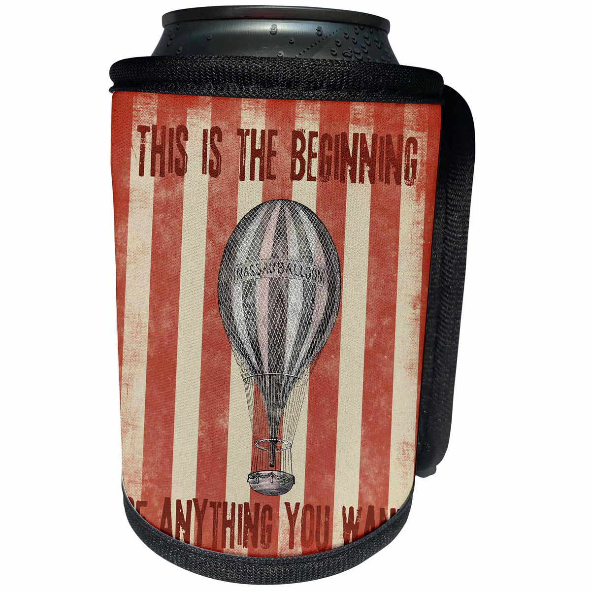 3dRose Andrea Haase Inspirational Typography - Beginning of anything you want motivational quote balloon - Can Cooler Bottle Wrap (cc_264840)