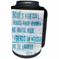 3dRose Andrea Haase Inspirational Typography - Home is typography on distressed wood turquoise - Can Cooler Bottle Wrap (cc_264842)