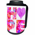 3dRose Andrea Haase Inspirational Typography - Hope word illustration with heart in pink - Can Cooler Bottle Wrap (cc_264845)