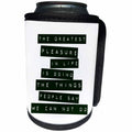 3dRose Andrea Haase Inspirational Typography - Label printer style text the greatest pleasure quote - Can Cooler Bottle Wrap (cc_264854)