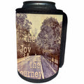 3dRose Andrea Haase Inspirational Typography - The joy is in the journey mixed media typography art lonely road - Can Cooler Bottle Wrap (cc_264858)
