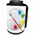 3dRose Anne Marie Baugh - Illustrations - Painters Palette with Paint Brush Illustration - Can Cooler Bottle Wrap (cc_264860)