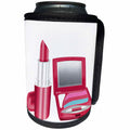 3dRose Anne Marie Baugh - Illustrations - Eye Makeup Palette and Lipstick Illustration - Can Cooler Bottle Wrap (cc_264866)