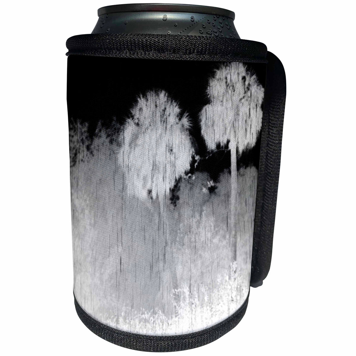 3dRose Florene Black n White - Dark Rain - Can Cooler Bottle Wrap (cc_26488)