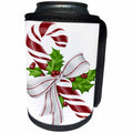 3dRose Anne Marie Baugh - Christmas - Pretty Red and White Floral Christmas Candy Cane Illustration - Can Cooler Bottle Wrap (cc_264886)