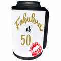 3dRose Anne Marie Baugh - Word Art - Fabulous At 50 With Kissing Red Lips Word Art - Can Cooler Bottle Wrap (cc_264890)
