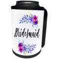 3dRose Anne Marie Baugh - Wedding - Bridesmaid With Pink and Purple Watercolor Floral - Can Cooler Bottle Wrap (cc_264893)