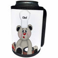3dRose Anne Marie Baugh - Illustrations - Cute Bear Chef With Red and Gray Plates and Forks Illustration - Can Cooler Bottle Wrap (cc_264911)