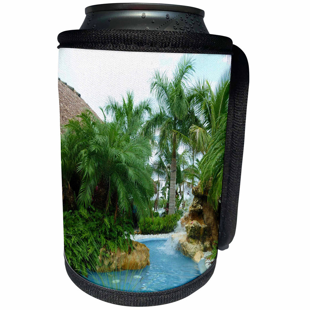 3dRose Florene Tropic landscape - Tropical Oasis - Can Cooler Bottle Wrap (cc_26492)