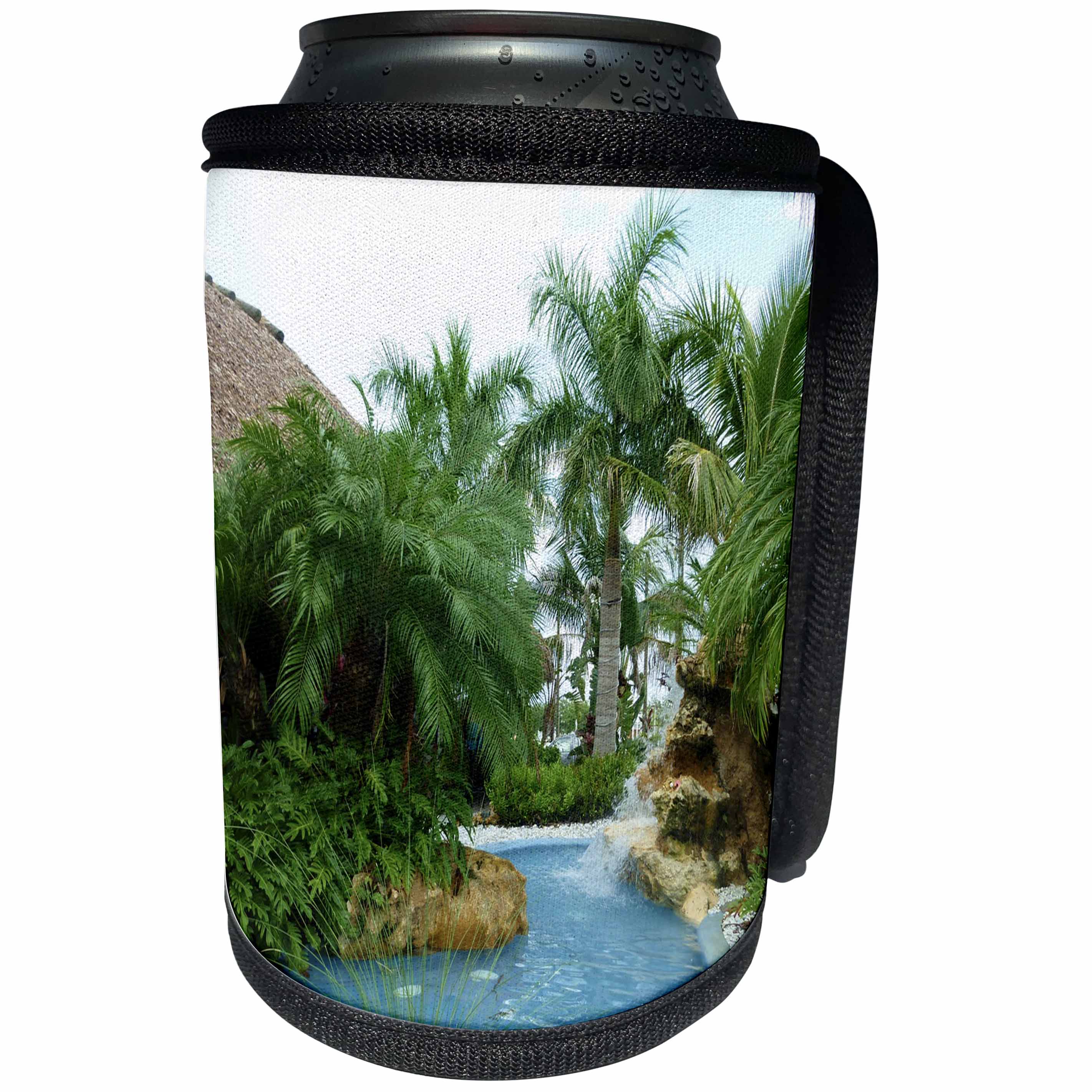3dRose Florene Tropic landscape - Tropical Oasis - Can Cooler Bottle Wrap (cc_26492)
