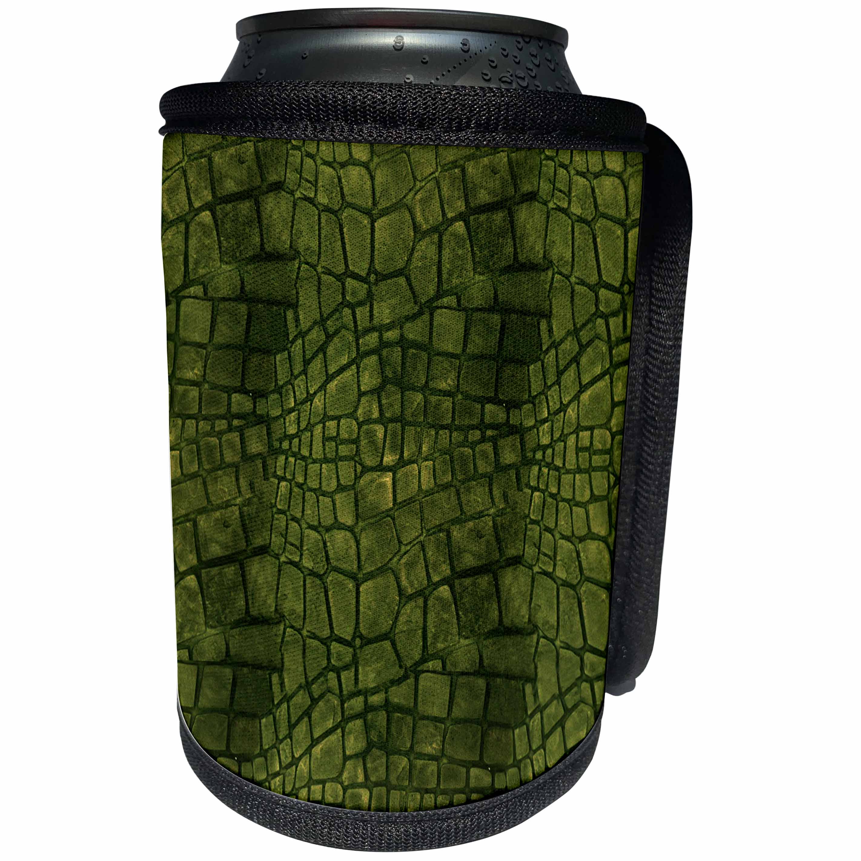 3dRose Anne Marie Baugh - Animal Print - Green Alligator Print - Can Cooler Bottle Wrap (cc_264932)