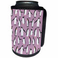 3dRose Anne Marie Baugh - Patterns - Cute Penguin Pattern On A Purple Snowy Background - Can Cooler Bottle Wrap (cc_264933)
