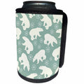 3dRose Anne Marie Baugh - Patterns - Cute Polar Bear and Snowflake Patter On A Mint Green Background - Can Cooler Bottle Wrap (cc_264934)