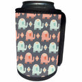 3dRose Anne Marie Baugh - Patterns - Cute Pink and Light Blue Decorated Elephants Pattern - Can Cooler Bottle Wrap (cc_264935)