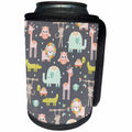 3dRose Anne Marie Baugh - Patterns - Cute Zoo Animals Pattern - Can Cooler Bottle Wrap (cc_264936)
