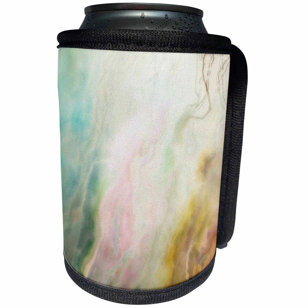 3dRose Anne Marie Baugh - Agate - Pretty Teal, Pink, and Yellow Agate Design - Can Cooler Bottle Wrap (cc_264937)