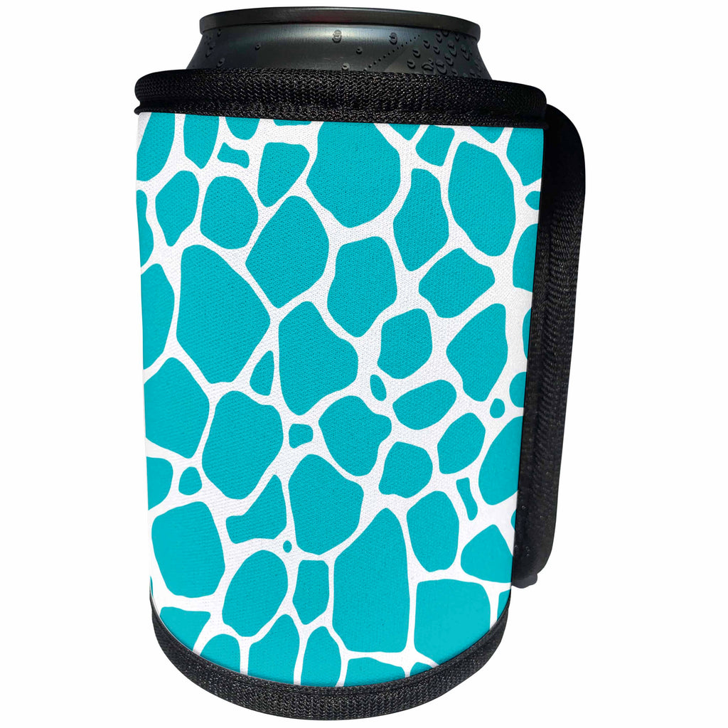 3dRose Anne Marie Baugh - Animal Print - Light Blue Giraffe Print - Can Cooler Bottle Wrap (cc_264947)