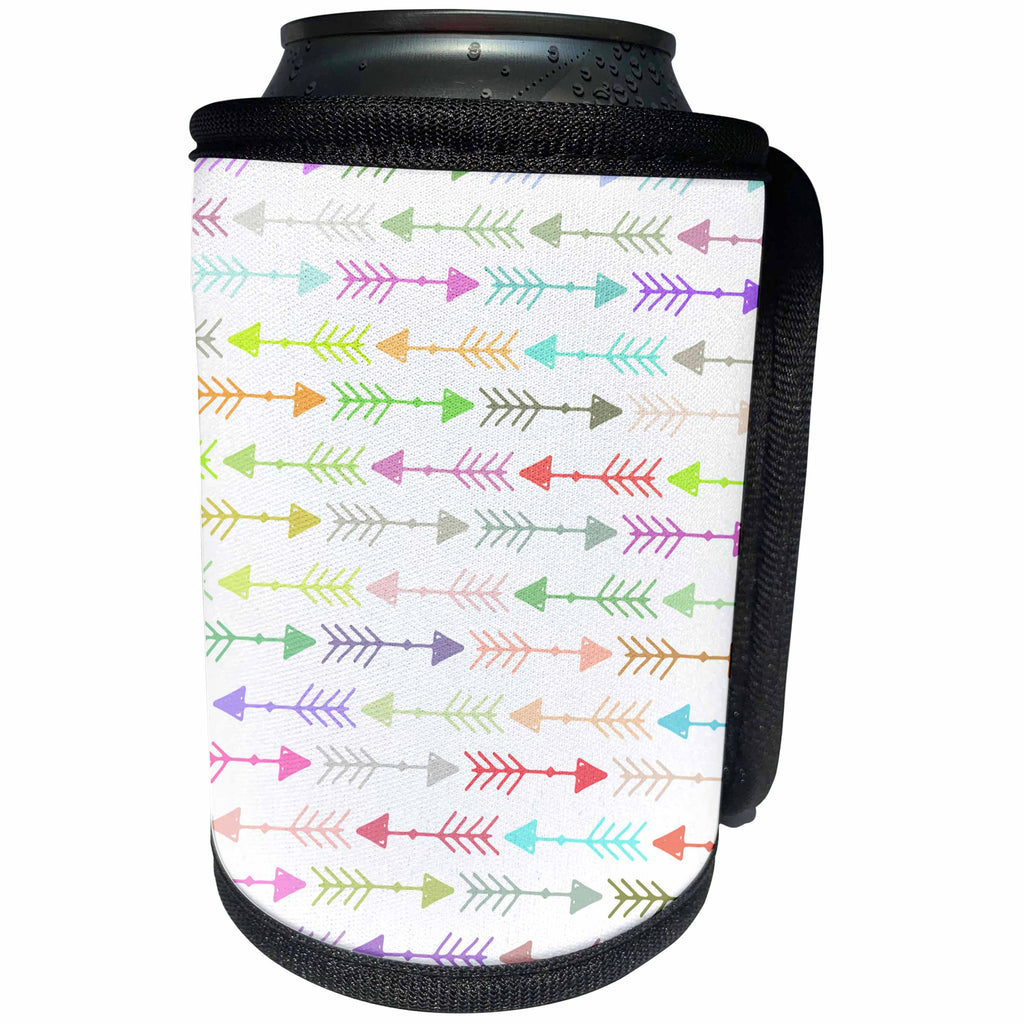 3dRose Anne Marie Baugh - Patterns - Colorful Hand Painted Arrow Pattern - Can Cooler Bottle Wrap (cc_264950)