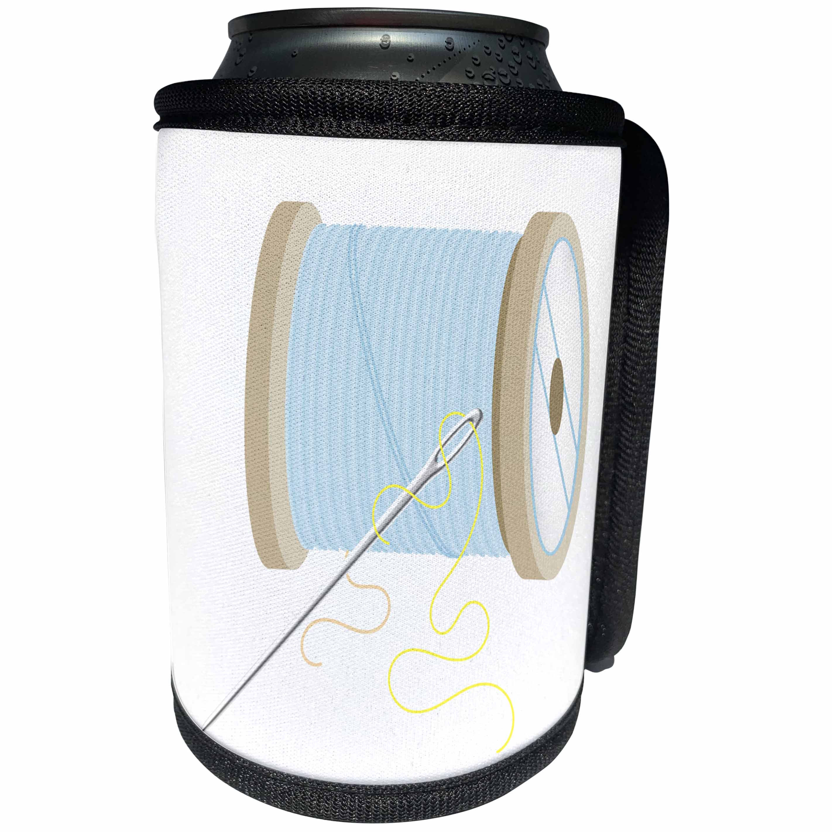 3dRose Anne Marie Baugh - Illustrations - Thread and Needle Sewing Illustration - Can Cooler Bottle Wrap (cc_264961)