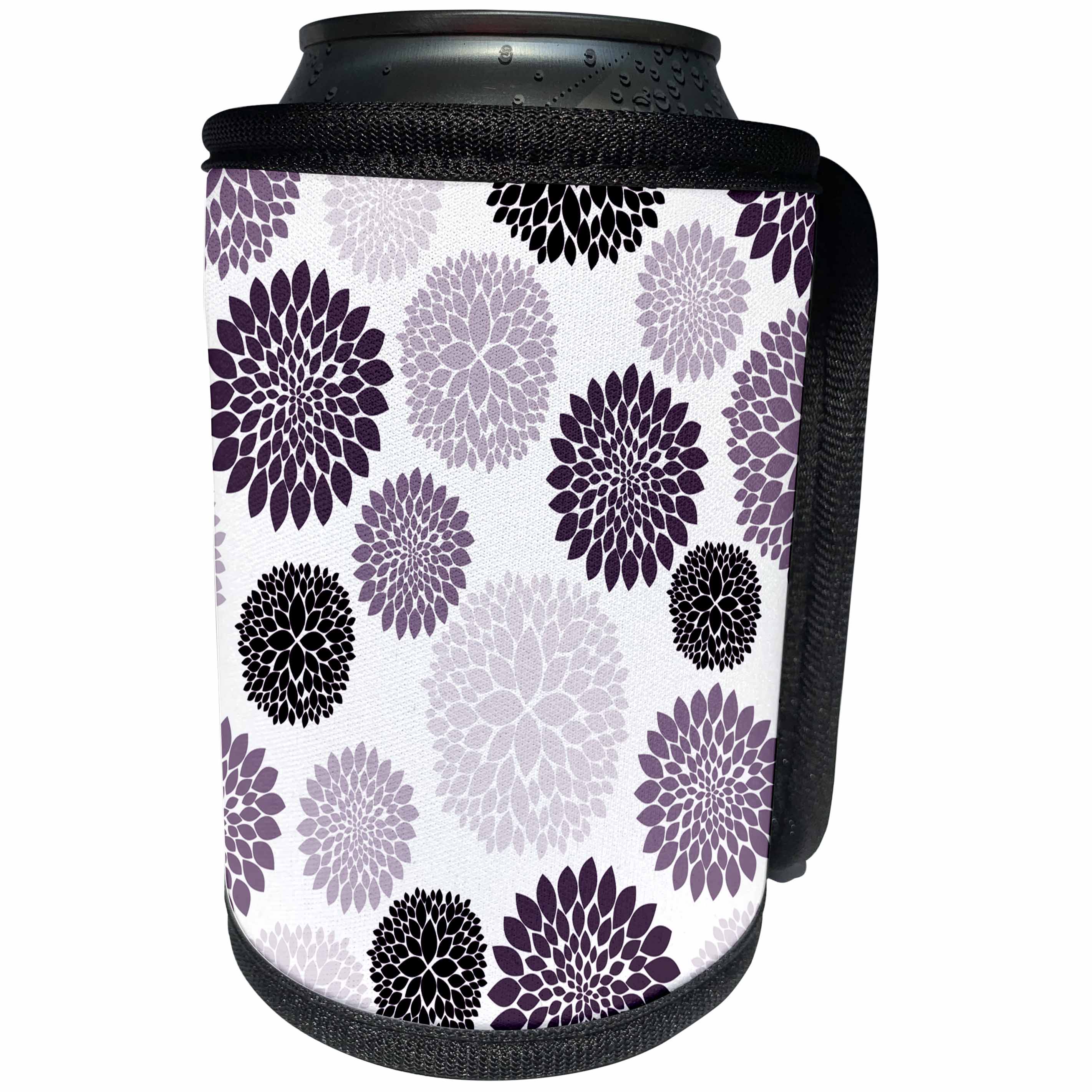 3dRose Anne Marie Baugh - Patterns - Pretty Purple Mum Flower Pattern - Can Cooler Bottle Wrap (cc_265056)