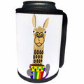 3dRose All Smiles Art Animals - Funny Llama Drinking Cup of Coffee Pop Art Cartoon - Can Cooler Bottle Wrap (cc_265059)