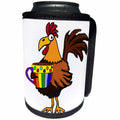 3dRose All Smiles Art Birds - Funny Funky Rooster Drinking Cup of Coffee Pop Art - Can Cooler Bottle Wrap (cc_265061)