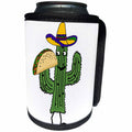3dRose All Smiles Art Funny - Fun Cool Cactus Man in Sombrero eating Taco Cartoon - Can Cooler Bottle Wrap (cc_265067)