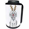 3dRose All Smiles Art Christmas - Funny Cute Bichon Frise with Reindeer Antlers Christmas Art - Can Cooler Bottle Wrap (cc_265070)
