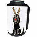 3dRose All Smiles Art Christmas - Cute Funny Black Labradoodle with Reindeer Antlers Christmas - Can Cooler Bottle Wrap (cc_265072)