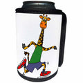 3dRose All Smiles Art Sports and Hobbies - Funny Cute Giraffe Running or Jogging Cartoon - Can Cooler Bottle Wrap (cc_265084)