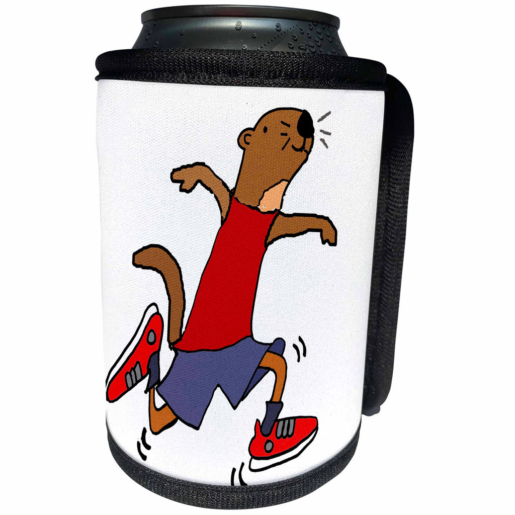 3dRose All Smiles Art Sports and Hobbies - Funny Cool Sea Otter Running or Jogging Cartoon - Can Cooler Bottle Wrap (cc_265087)