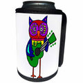 3dRose All Smiles Art Music - Amusing Cute Owl Playing Guitar Cartoon - Can Cooler Bottle Wrap (cc_265095)