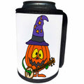 3dRose All Smiles Art Holidays - Funny Funky Pumpkin Man Playing banjo Cartoon - Can Cooler Bottle Wrap (cc_265098)