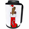 3dRose All Smiles Art Christmas - Funny Cute Sea Otter in Christmas Stocking Cartoon - Can Cooler Bottle Wrap (cc_265102)