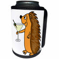 3dRose All Smiles Art Drinking - Fun Cool Hedgehog Drinking Martini Cartoon - Can Cooler Bottle Wrap (cc_265104)
