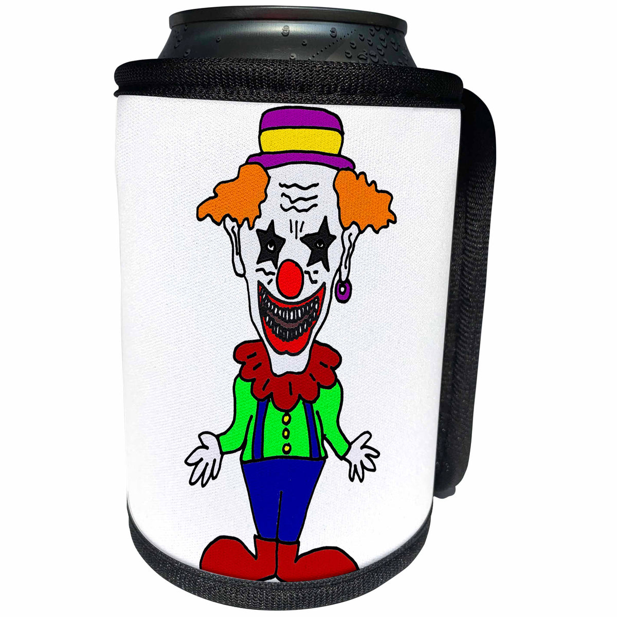 3dRose All Smiles Art Funny - Cute Funny Evil Scary Clown Cartoon - Can Cooler Bottle Wrap (cc_265109)