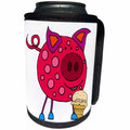 3dRose All Smiles Art Animals - Funny Cute Pink Pig eating ice Cream Cone Cartoon - Can Cooler Bottle Wrap (cc_265117)