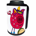 3dRose All Smiles Art Animals - Funny Cute Pink Pig in Sombrero eating Taco Cartoon - Can Cooler Bottle Wrap (cc_265118)