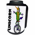 3dRose All Smiles Art Funny - Funny Cute Ear of Corn on Unicycle UNICORN Pun Cartoon - Can Cooler Bottle Wrap (cc_265137)