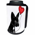 3dRose All Smiles Art Pets - Cute Funny French bulldog with Heart Shaped Love Balloon - Can Cooler Bottle Wrap (cc_265139)