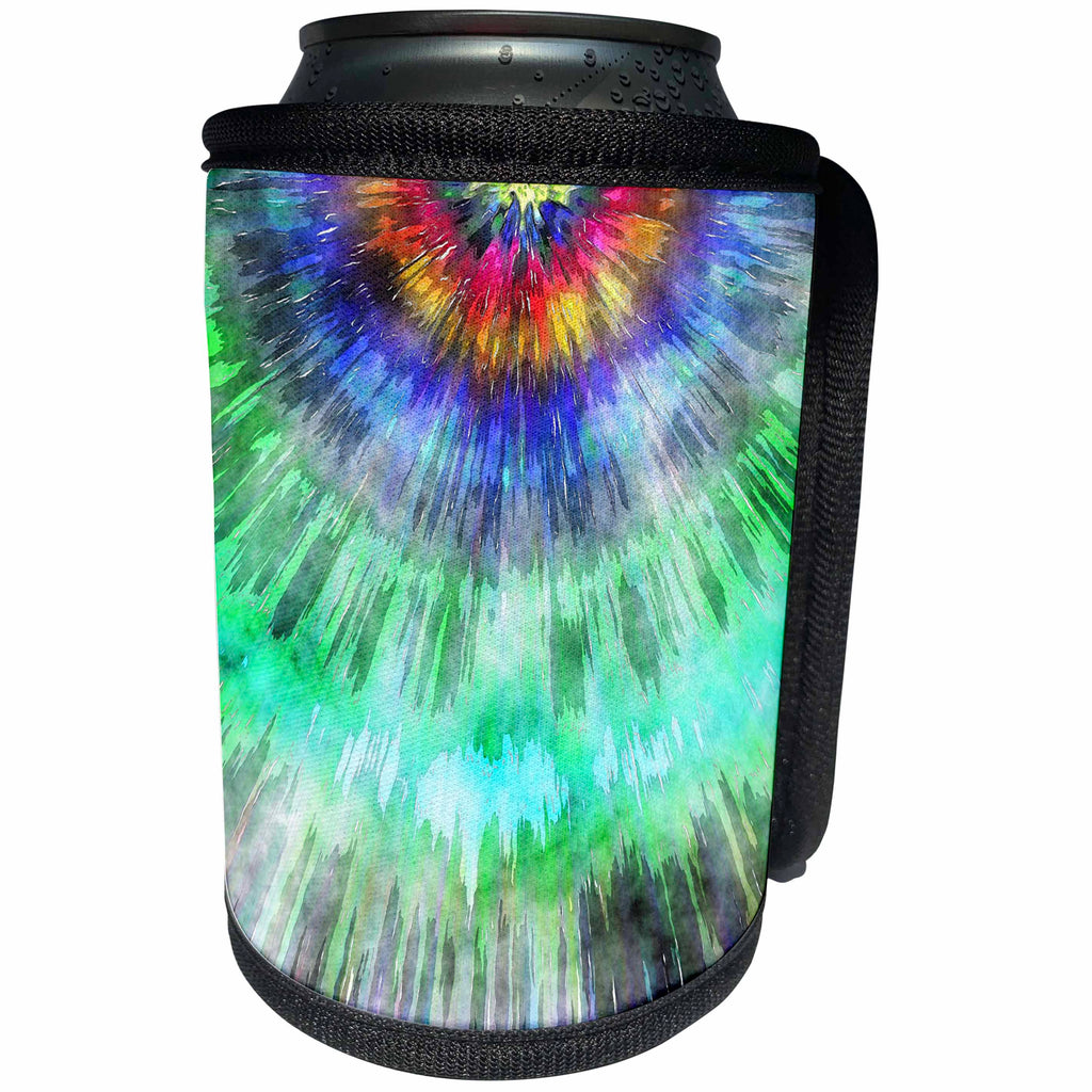 3dRose Phil Perkins - Graphic Design - Textured Tie Dye Starburst - Can Cooler Bottle Wrap (cc_265145)