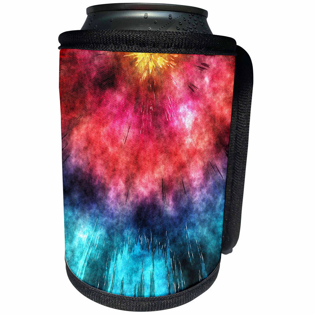 3dRose Phil Perkins - Graphic Design - Vertical Blue Tie Dye Watercolor - Can Cooler Bottle Wrap (cc_265152)