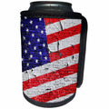 3dRose Phil Perkins - USA - Vintage American Flag On Brick Wall - Can Cooler Bottle Wrap (cc_265159)