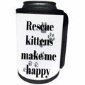 3dRose BrooklynMeme Sayings - Rescue kittens make me happy - Can Cooler Bottle Wrap (cc_265197)