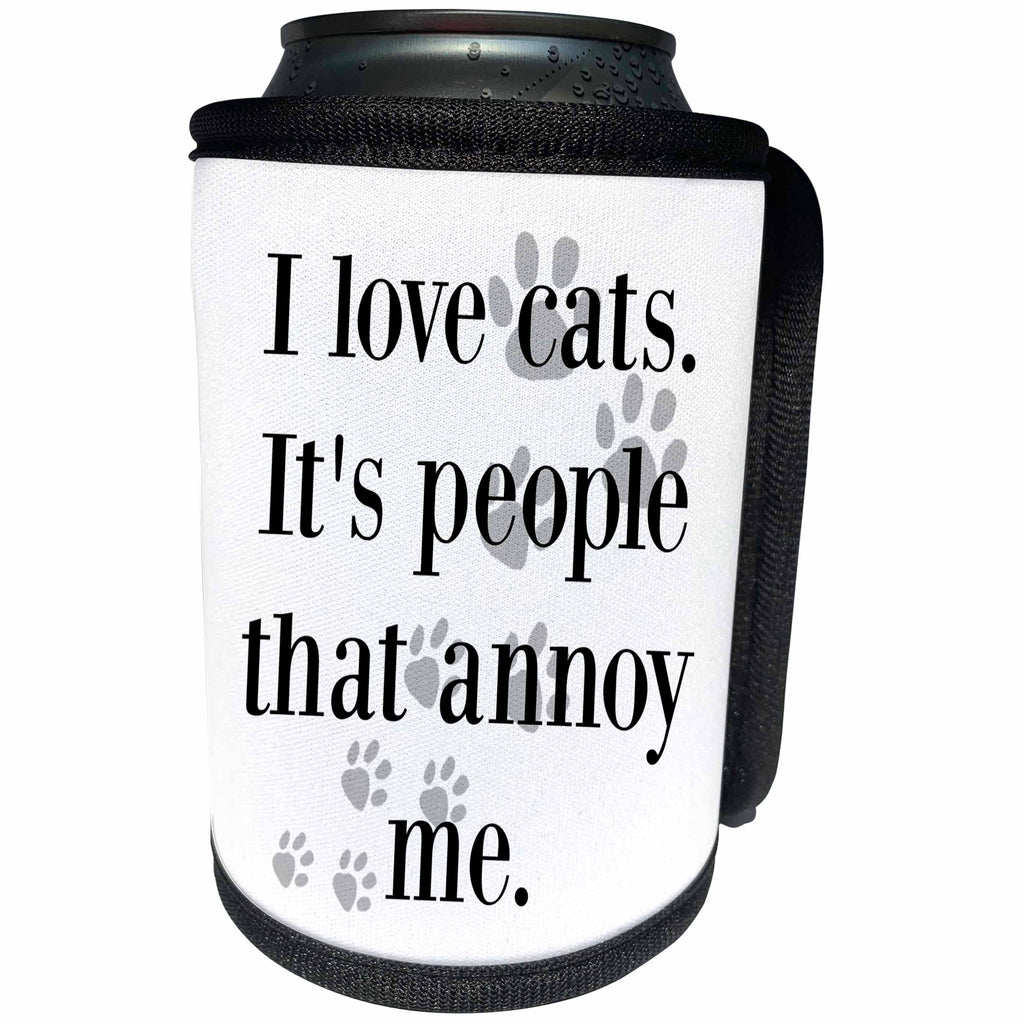 3dRose BrooklynMeme Funny Sayings - I love cats Its people that annoy me - Can Cooler Bottle Wrap (cc_265200)