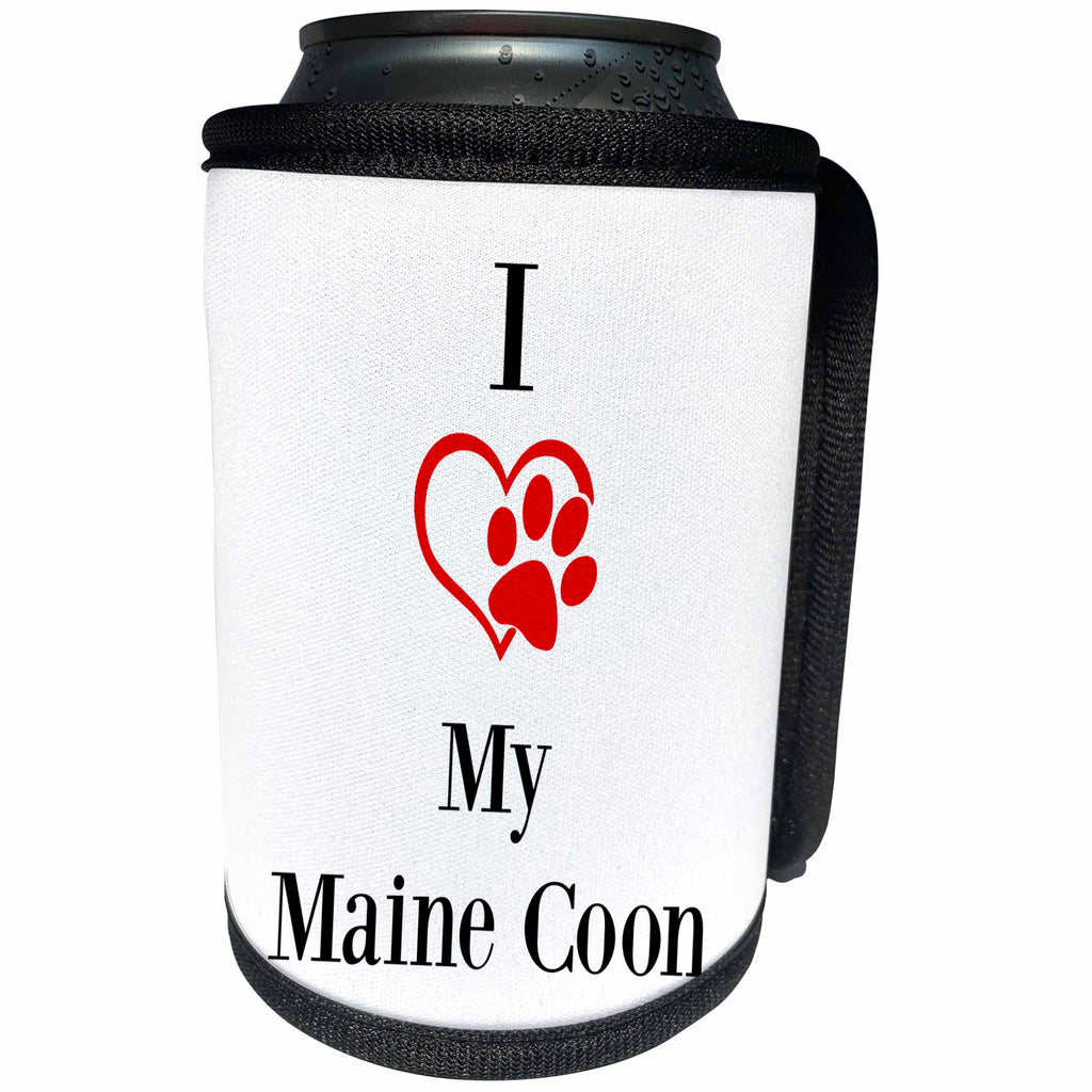 3dRose BrooklynMeme Pet Sayings - I love my Maine Coon - Can Cooler Bottle Wrap (cc_265208)