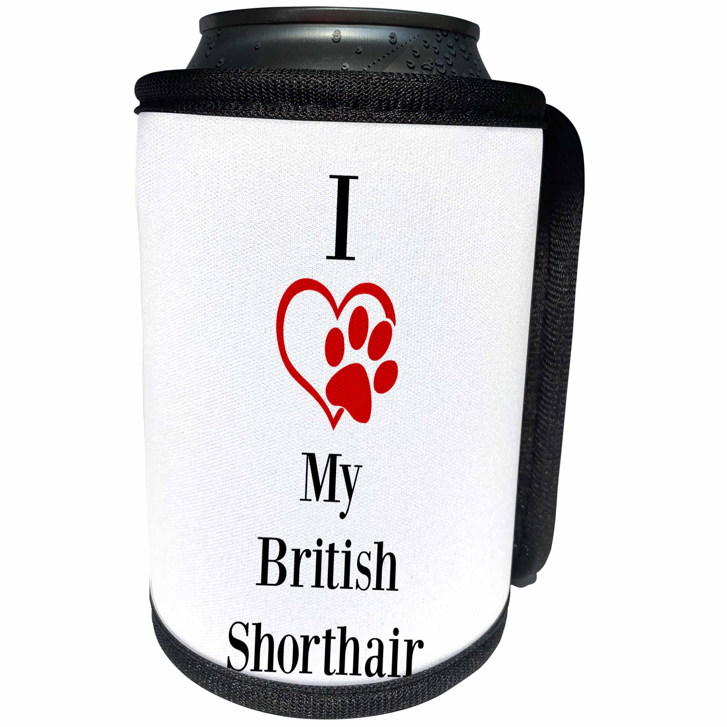 3dRose BrooklynMeme Pet Sayings - I love my British Shorthair - Can Cooler Bottle Wrap (cc_265210)